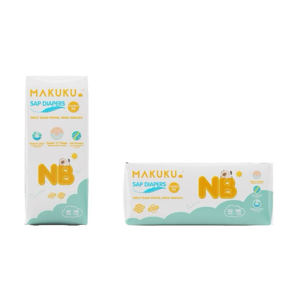 MAKUKU SAP Diapers Comfort Fit Tape NB40 Popok Bayi Anti Gumpal Extra Dry