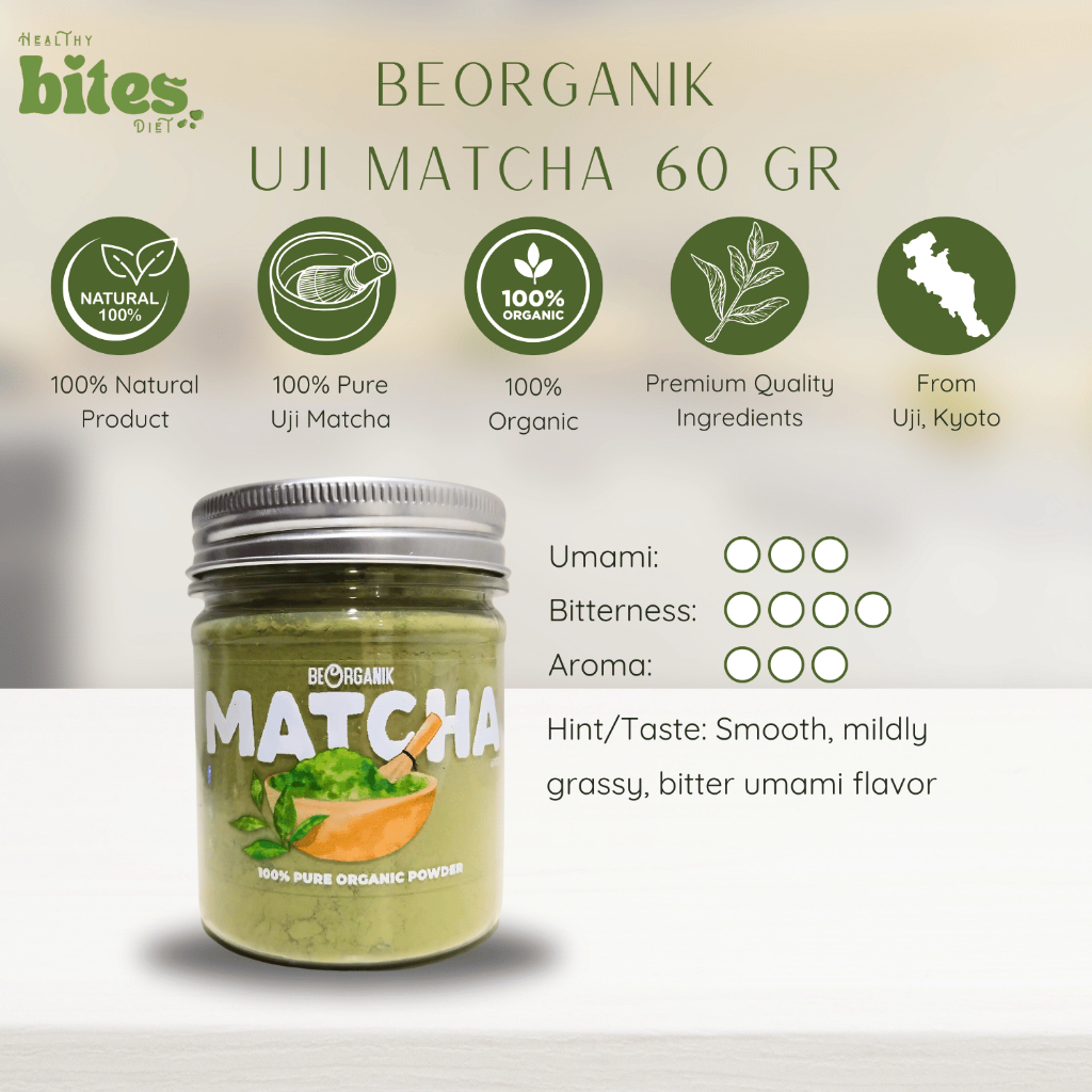 

Beorganik Uji Matcha 60gr Pure Japanese Matcha Premium Quality Matcha Powder Bubuk Matcha Jepang