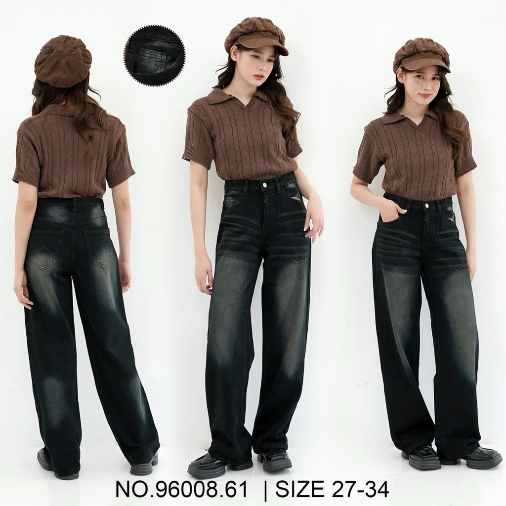 Celana Jeans Wanita Premium Highwaist - Loose - Baggy - Boyfriend - Cutbray - Cargo / BY CKEY NO BRA