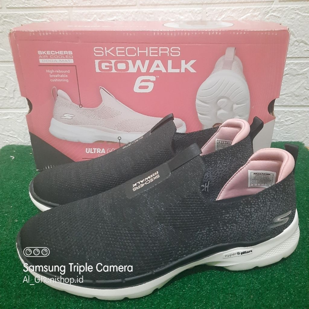 Sepatu slip on wanita skec go walk 6 glimmering 124502 BKPK