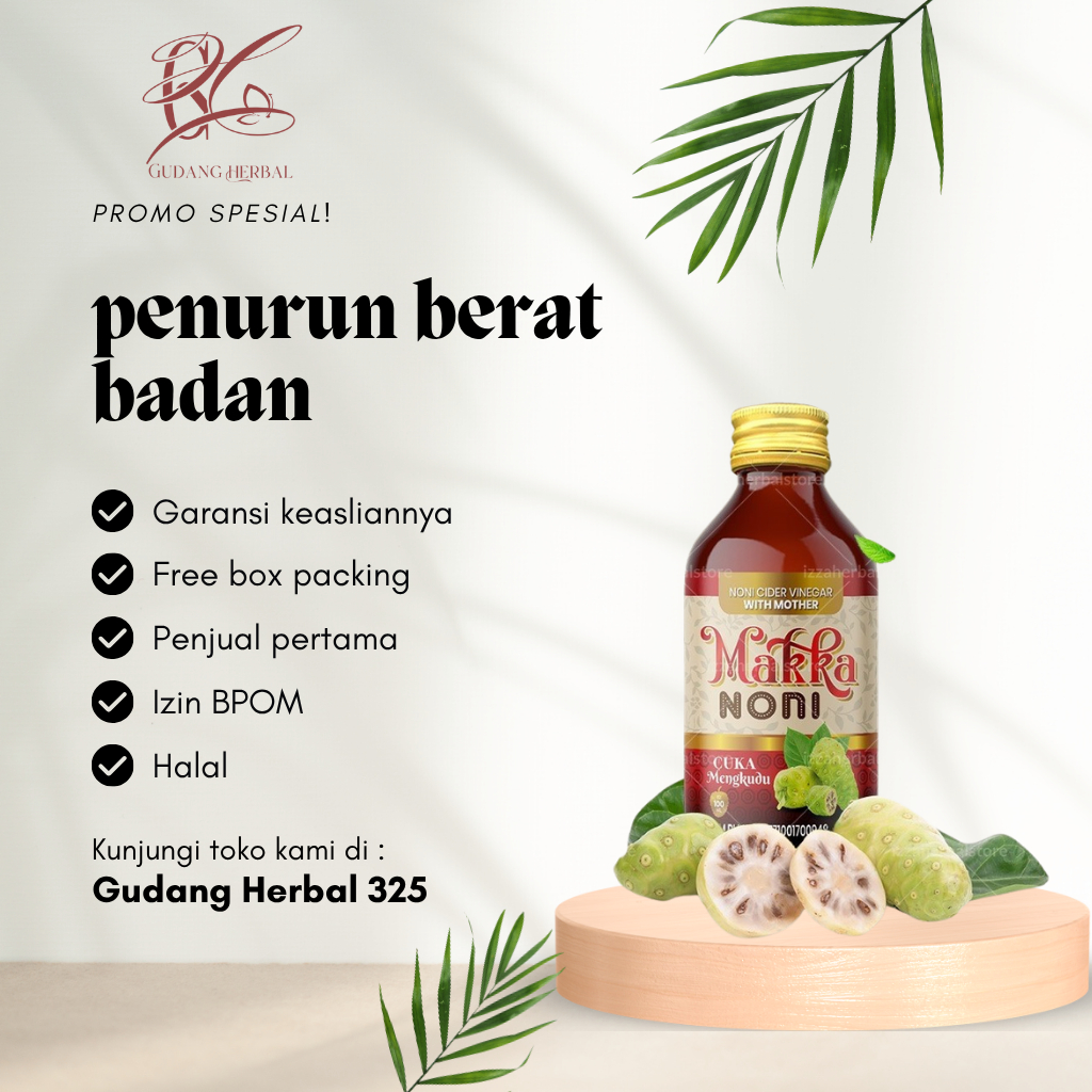 

Suplemen Penurun Berat Badan Cuka Makkanoni Sari Buah Mengkudu Isi 100 Dan 250 ML