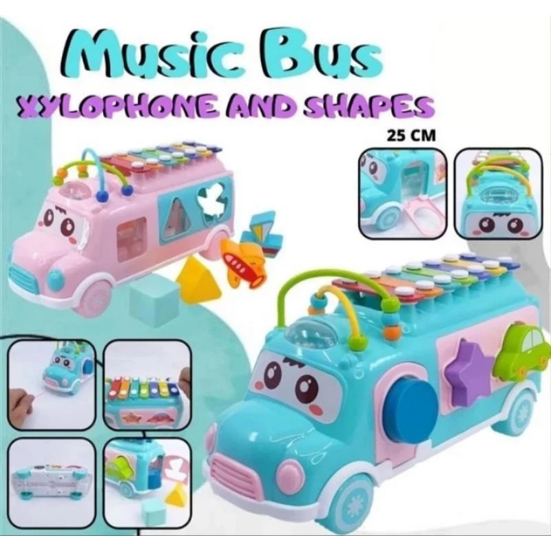 Bus Xylophone - Mainan eduaksi anak MOBIL BUS XYLOPHONE YE 20/ mobil sortasi alur kawat