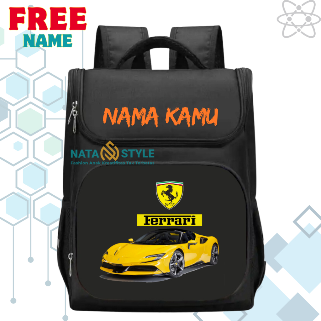 Mobil Balap I Tas Ransel Sekolah Anak TK/SD Super Car Ferrari I Tas Sekolah Anak SD/TK Mobil Balap F