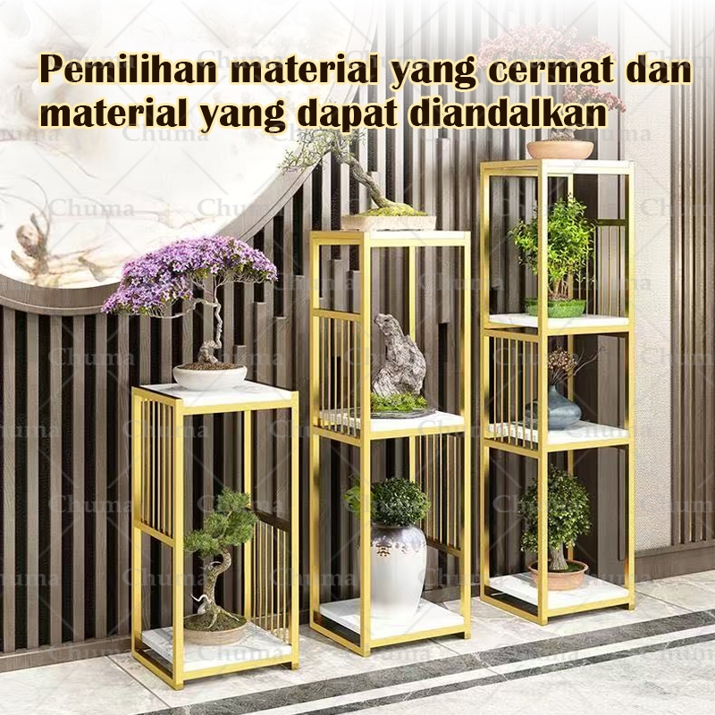 Rak Bunga Besi 55~100CM Meja Sudut Standing Flower Emas Dapat Menanggung 40kg/Bunga Lapis Stand Deko