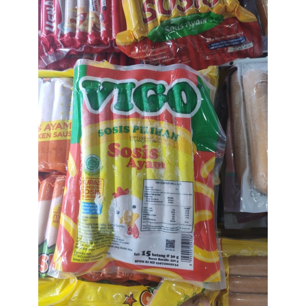 

Khusus Instan , Vigo Sosis Ayam 450g 15 Batang