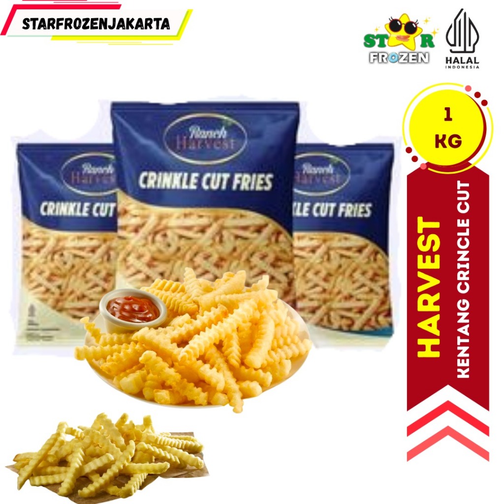 

RANCH HARVEST CRINKLE CUT / FRENCH FRIES 1KG KENTANG GORENG FROZEN 1000GR