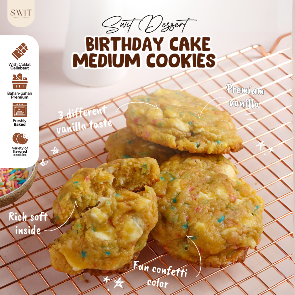 

Soft Medium Cookies Baked Lembut Premium Birthday Cake Homade - Snack Premium untuk Hampers, Parcel, atau Oleh-oleh