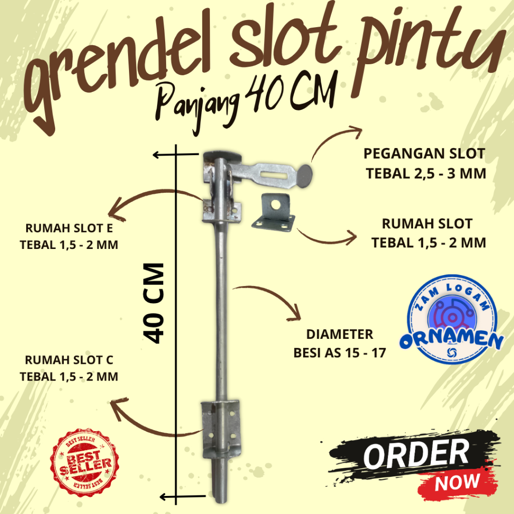 Slot bawah panjang 40 cm , slot pintu henderson, pintu gebyog termurah