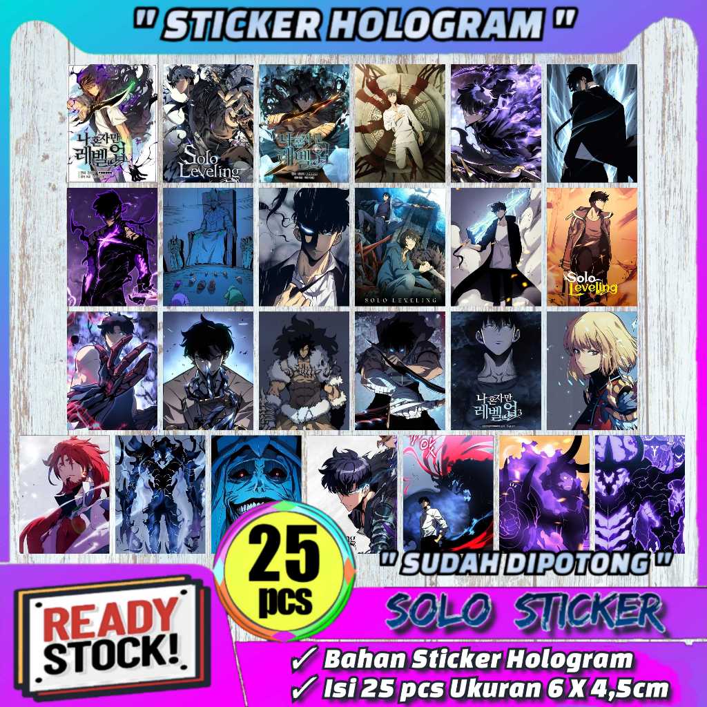 

Sticker Anime Solo Leveling 25 pcs Bahan Hologram Anti Air Sudah Dipotong