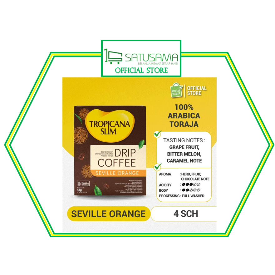 

TROPICANA SLIM DRIP COFFEE SEVILLE ORANGE 4 SACHET 12 G