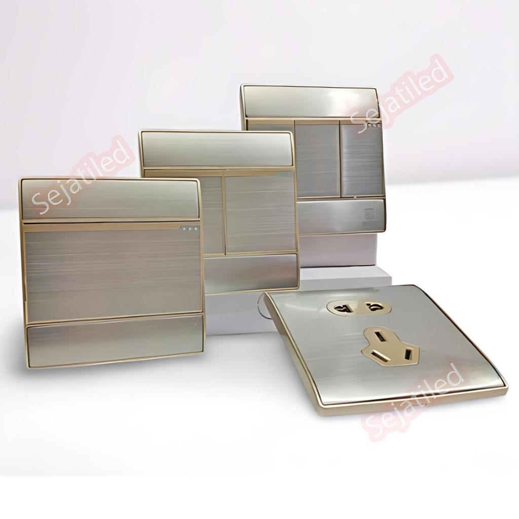 Saklar Lampu Listrik - Sakelar Dinding Rumah Mewah Gold Grey