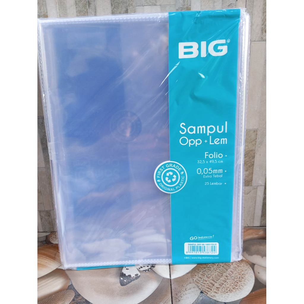 

( 1 PACK ISI 25 PCS) SAMPUL BUKU PLASTIK TEBAL OPP + LEM BIG FOLIO 0.05mm 32,5 x 49,5 cm murah
