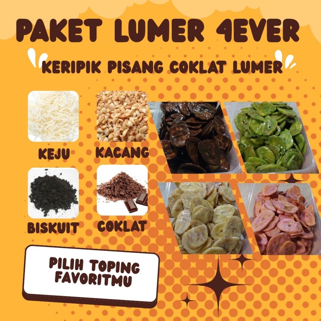 

PAKET HEMAT 4 PCS KERIPIK PISANG COKLAT LUMER||150GRAM BY Dapur Pisang