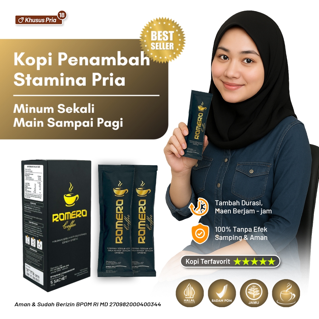 

Romero Coffee Kopi Ginseng Stamina Pria Tahan Lama BPOM 5 Sachet
