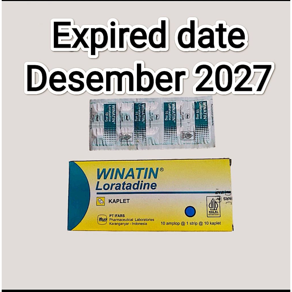 WINATIN 10 MG BOX ISI 100 TABLET LORATADINE OBAT ALERGI GATAL, RUAM KULIT,  GEJALA PILEK