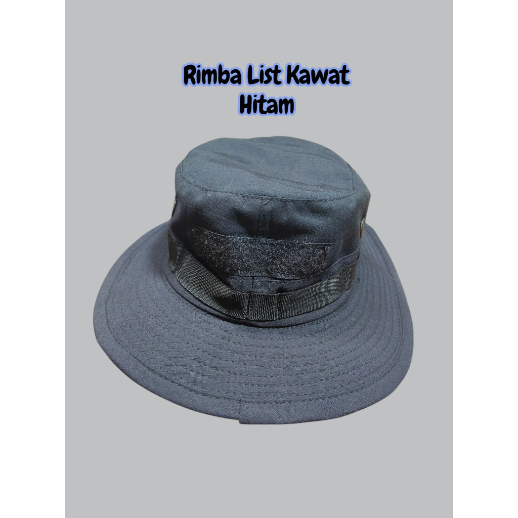 Topi Rimba Hitam Kawat - Topi Hitam Kawat - Topi Gunung Hitam - Topi Hitam - Bucket hat Hitam