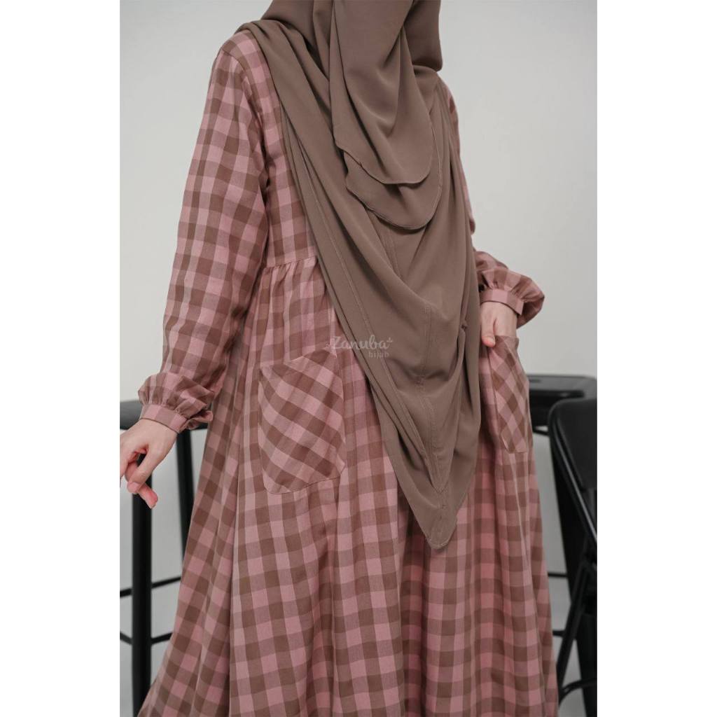 [READY] COTTON SQUARE DRESS BY ZANUBA/ GAMIS TERBARU MOTIF SQUARE FLANELKOTAK/ GAMIS KOTAK SIMPLE AD