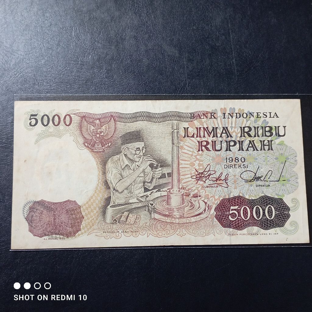uang kertas 5000 rupiah asah intan 1980 bekas asli