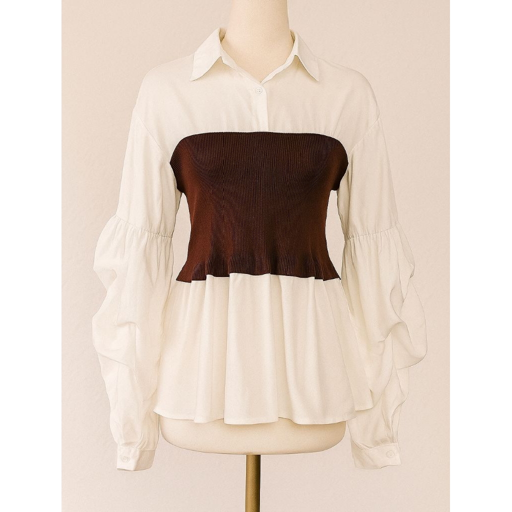 Atasan Wanita Korea / Atasan Putih / Atasan Coklat / Atasan / Wanita