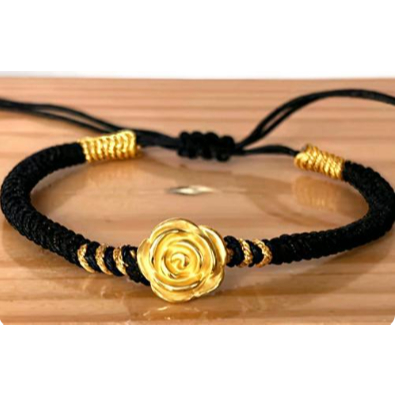 Gelang charm emas 24 karat bentuk bunga mawar