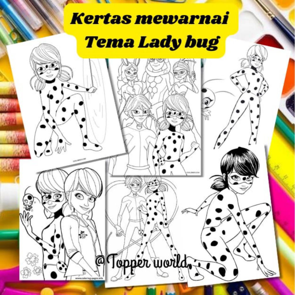 

20 LEMBAR KERTAS MEWARNAI ANAK TEMA LADY BUG (READY LANGSUNG KIRIM)