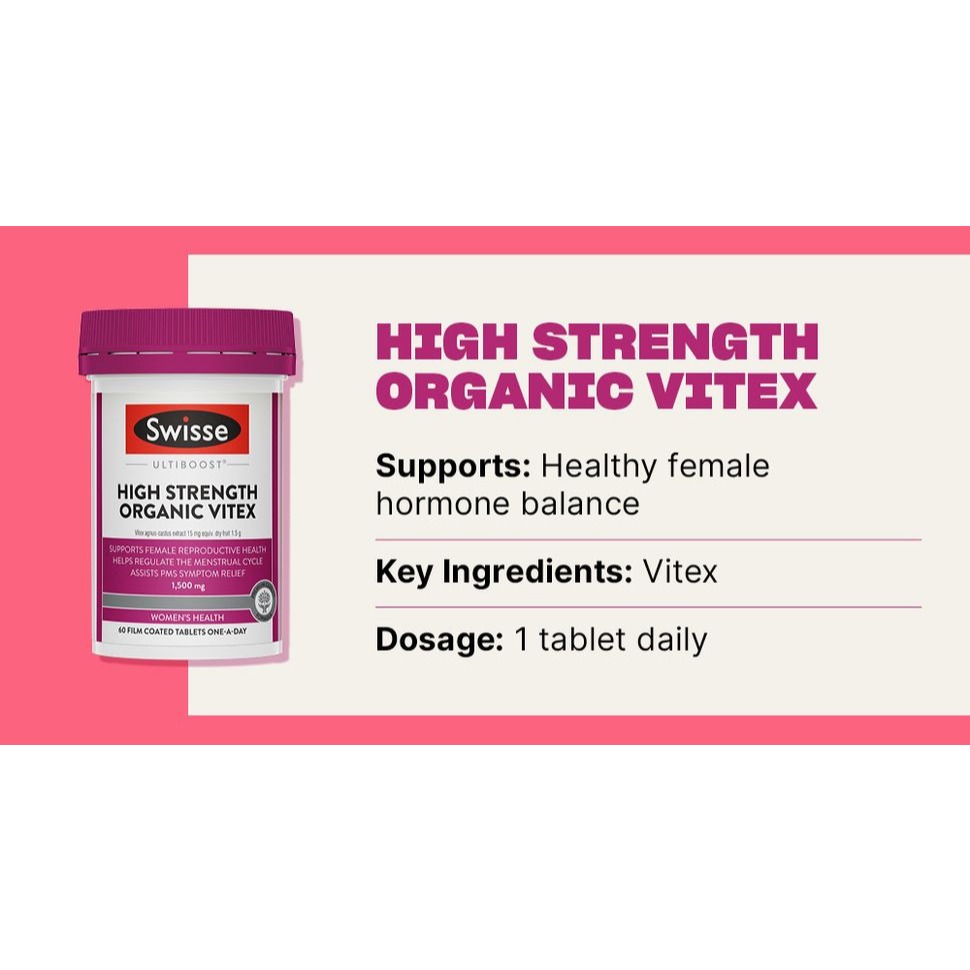 Swisse Organic Vitex 1500mg 60 Tablets