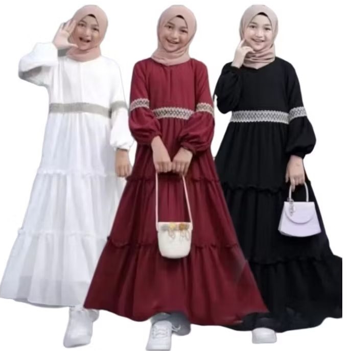 Gamis Couple ibu dan Anak Gamis Anak Perempuan Usia 3-12 Tahun Baju Muslim Anak Perempuan Gamis Busu