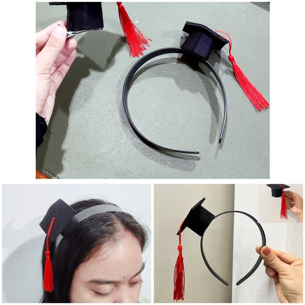 NEW Bando Atau Jepit Wisuda Sarjana Aksesoris Kepala Toga Kecil Hiasan Wisuda Bando Jepit Topi Kecil