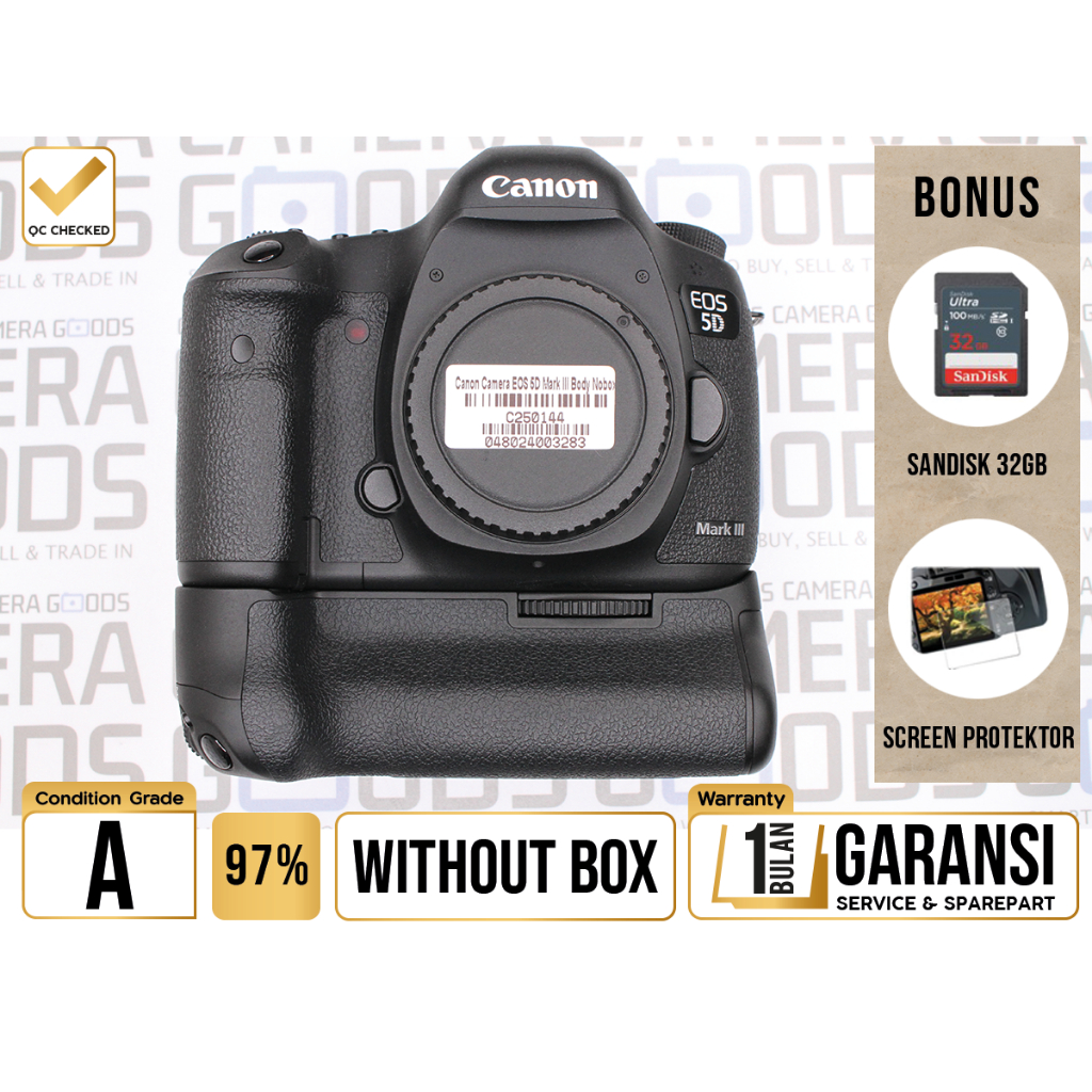Kamera Canon EOS 5D Mark III with Battery Grip BG-E11 DSLR Second 5DIII 5D3  - Grade A - C250144