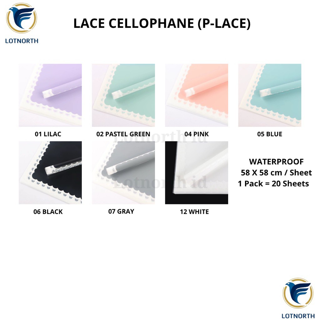 

[1 pack] P-LACE / Kertas Buket Bunga / Wrapping Paper Cellophane / Lace Cellophane / Kertas Bunga Buket Semi Transparan Model Renda Transparan/ Flower Paper Craft / Kertas Celopen / Plastik Bunga