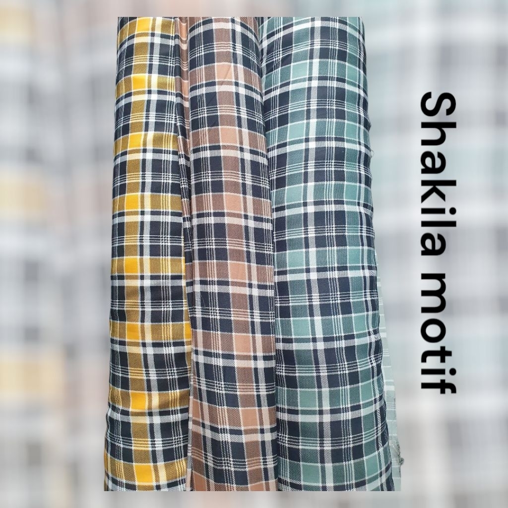 Kain Bahan Shakila Motif Garis/Kotak Meteran (per 0.5mtr)