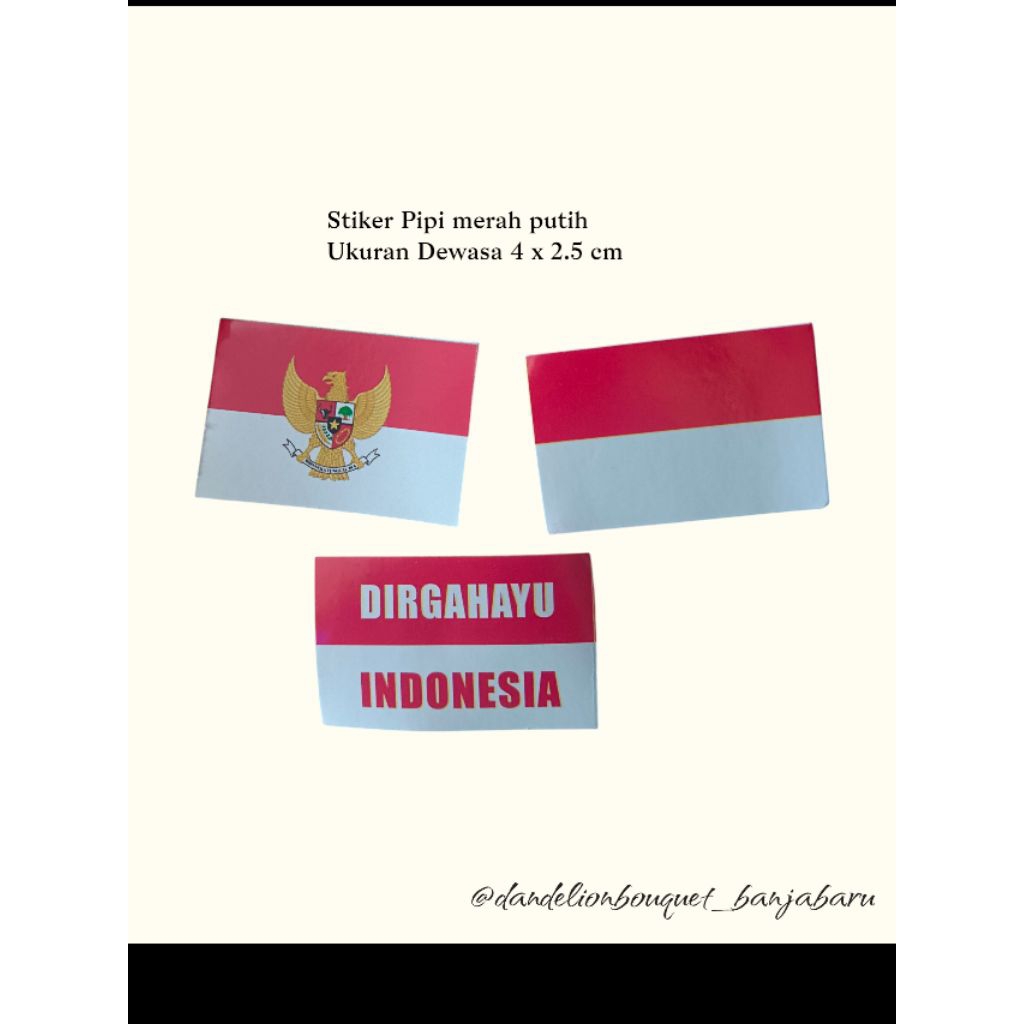 

Stiker Pipi Merah Putih 25 pcs / Sticker Pipi Bendera Merah Putih/ukuran besar