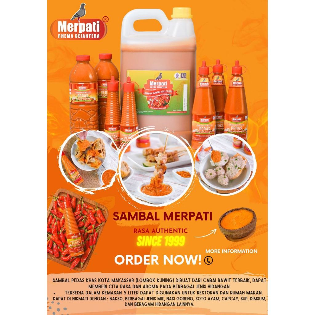 

Sambel lombok Kuning Merpati Khas Makassar 600ml