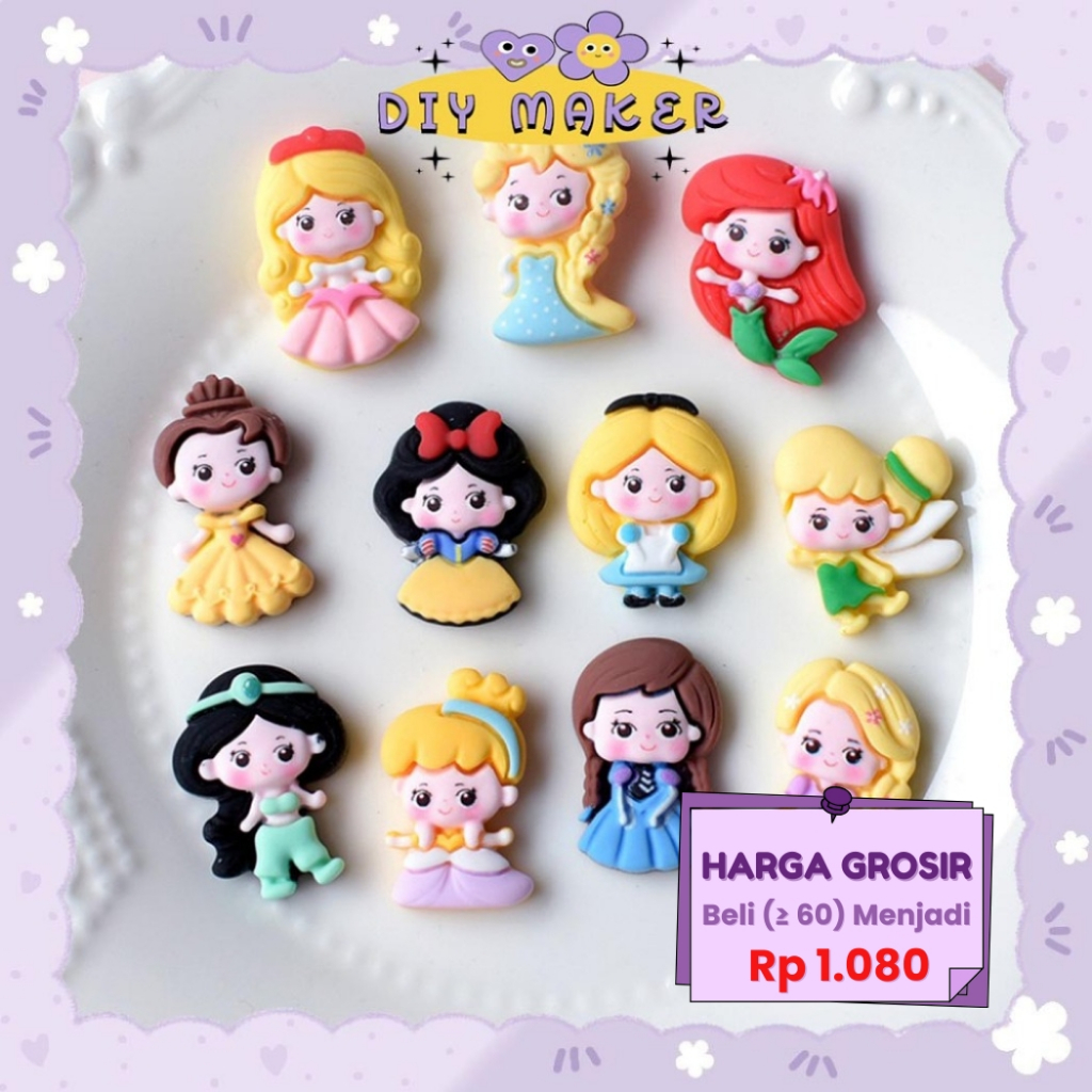 

DM Stiker 3D Timbul Clay Lucu Per Pcs Botol Minum Tumbler Resin Clay DIY Tempelan Cartoon Princess