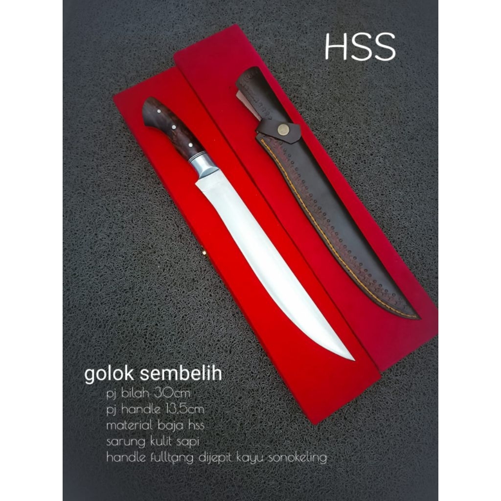 pisau sembelih baja hss fulltang premium