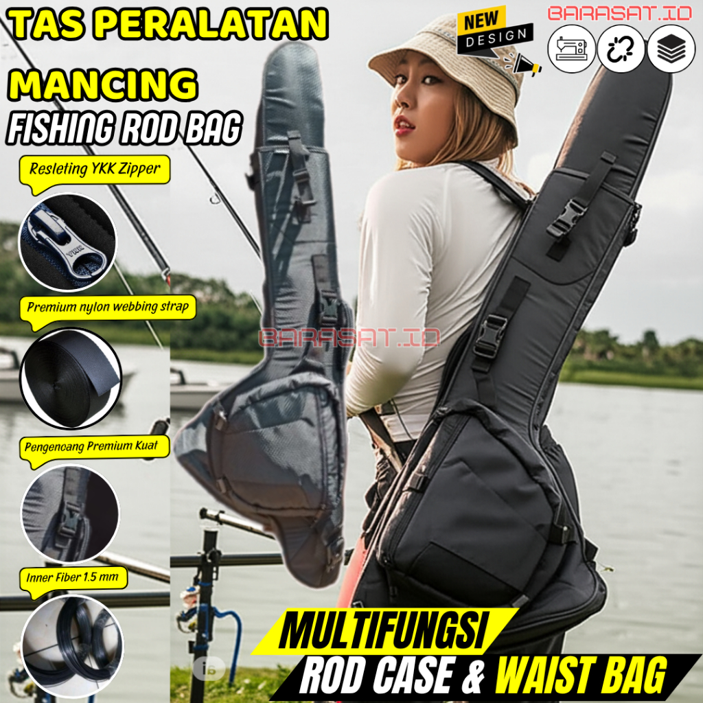 kantong pancing Jumbo 4 Joran Selempang Kuat Bahan Tebal Premium aksesoris keren Ransel Terbaik tas 