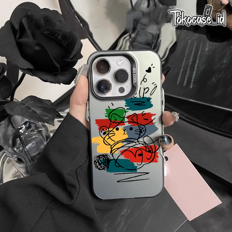 Premium Matte Hardcase casing HP Cat karakter help Aesthetic compatible for Iphone 7 8 7PLUS X XR 11