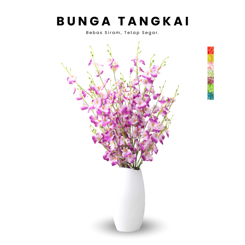 Tanaman Hias Bunga Tangkai Plastik Artificial Anggrek Ornamen Dekorasi Hiasan Rumah PBP152