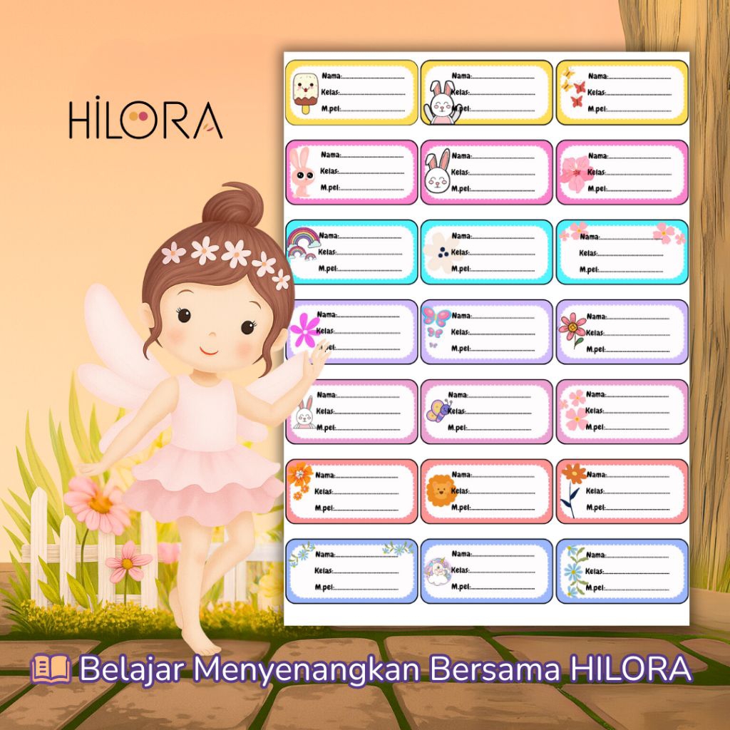 

HILORA - LABEL NAMA BUKU HVS A4 / STIKER LABEL NAMA