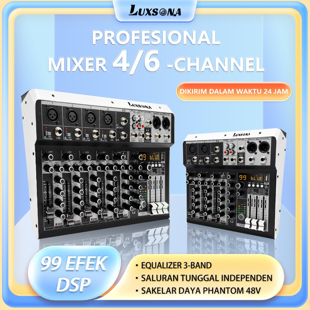 99DSP 4/6 channel mixer/4 channel professional mixer/economical 6 channel mixer/Bluetooth/PC/MP3