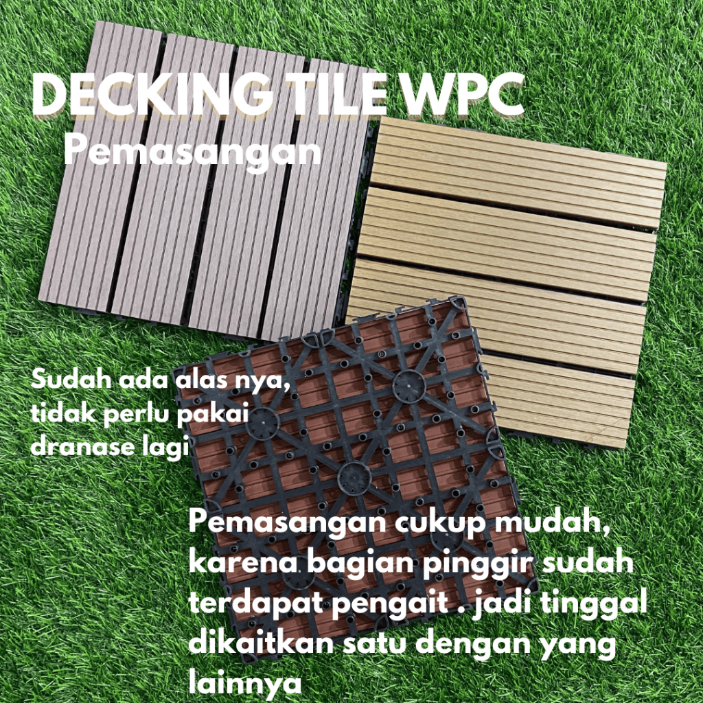 Decking Tile WPC - Paket Hemat Bundling - Lantai indoor dan outdoor - Lantai Kayu bongkar pasang - D