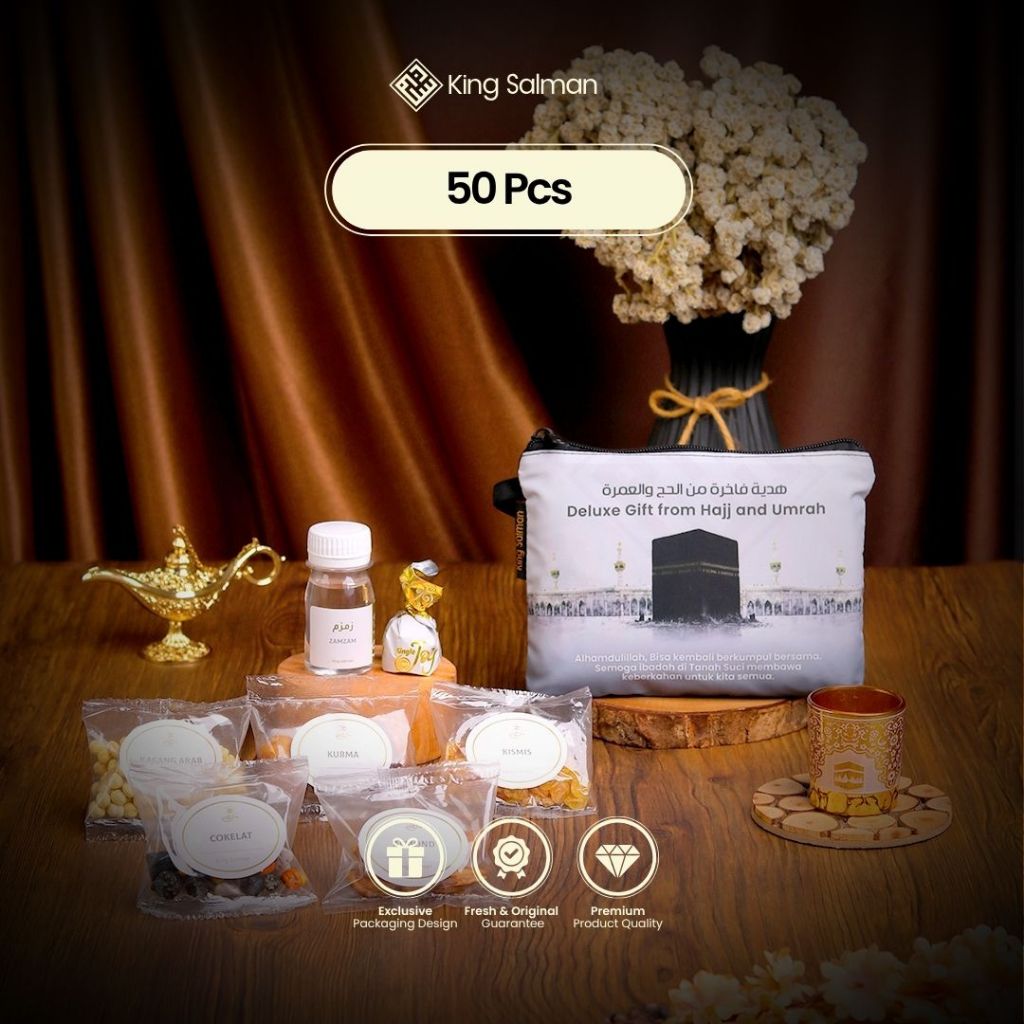 

King Salman - Oleh Oleh Haji & Umroh MARWAH Grey 50 Pcs - Pouch Non-Custom