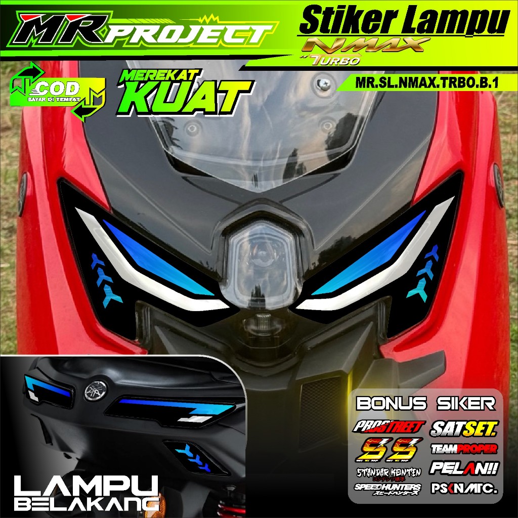 Stiker Variasi Lampu Motor NMAX TURBO NEO S 2024 2025 Stiker Lampu Alis NMAX TURBO Bahan TRANSPARAN