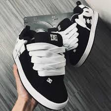 Sepatu Casual Black White Dc Court Gemuk Unisex Sepatu Sekolah Gemuk Hitam New Trandy Terlaris