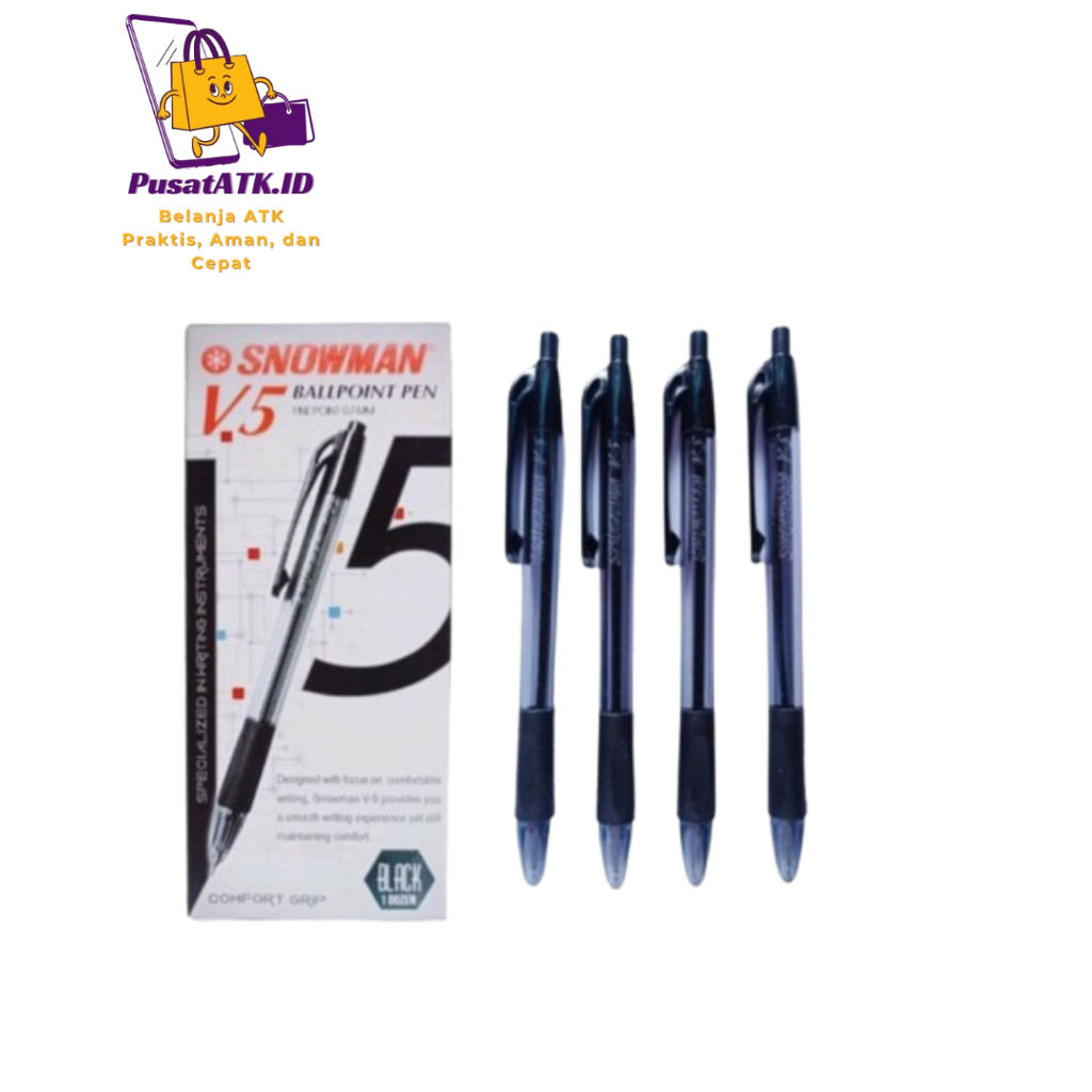 

SNOWMAN V5 PULPEN PEN 0.7MM HITAM BIRU ISI 12 PCS