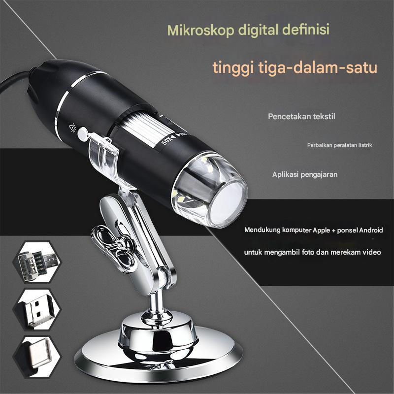 MICROSCOPE DIGITAL mikroskop dengan Lampu LED Definisi Tinggi Kaca USB type C micro-usb Kaca Pembesa