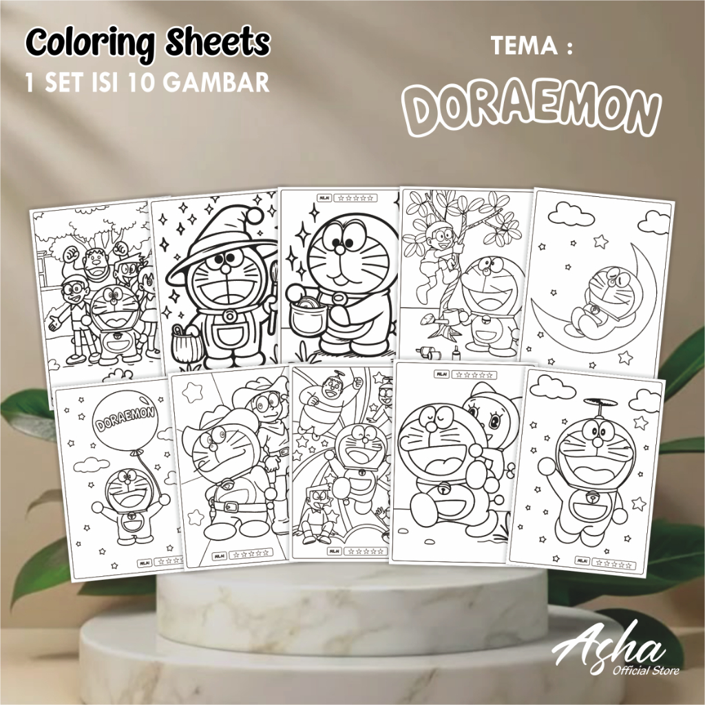 

KERTAS GAMBAR UNTUK ANAK - LEMBAR MEWARNAI ANAK 1 SET ISI 10 LEMBAR GAMBAR DORAEMON UKURAN A4