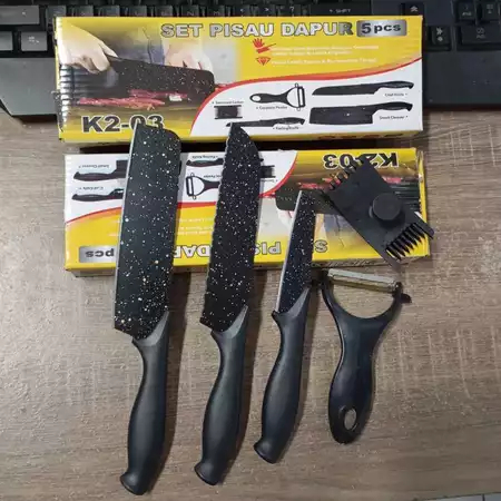 PISAU DAPUR J13 SET 5 / PISAU KERAMIK SET / PISAU SET KERAMIK / PISAU 5 SET HITAM
