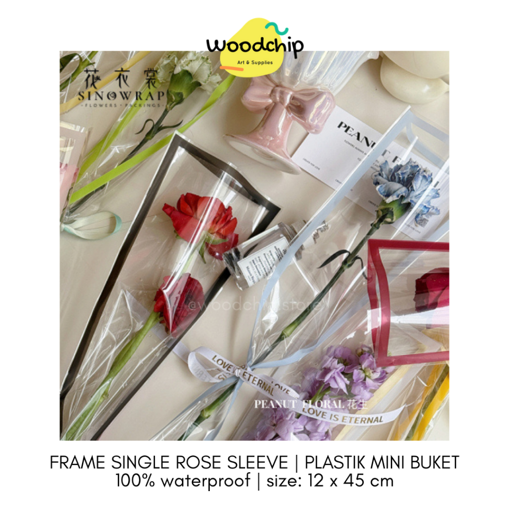 

[PCS] FRAME SINGLE ROSE SLEEVE (SR-02) | WRAPPING PLASTIK MINI BUKET BUNGA SATU TANGKAI SINGLE STALK SATUAN