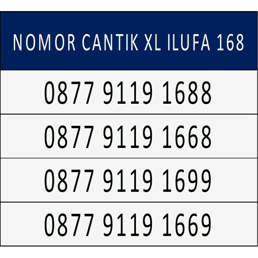 PROMO Kartu XL Nomor Cantik ilufa 168